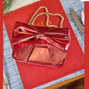 Elegant Red Bow Clutch